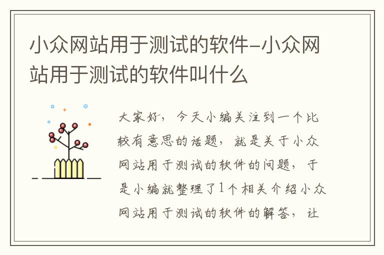 小众网站用于测试的软件-小众网站用于测试的软件叫什么