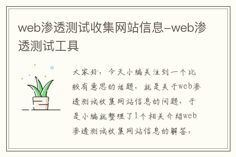 web渗透测试收集网站信息-web渗透测试工具