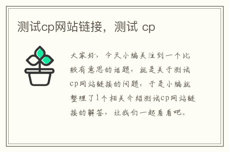 测试cp网站链接，测试 cp