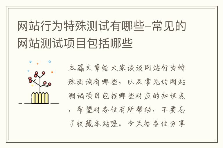 网站行为特殊测试有哪些-常见的网站测试项目包括哪些