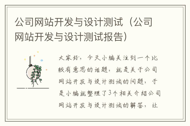 公司网站开发与设计测试（公司网站开发与设计测试报告）