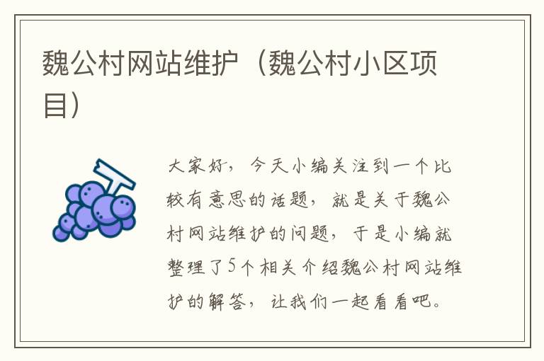 魏公村网站维护（魏公村小区项目）