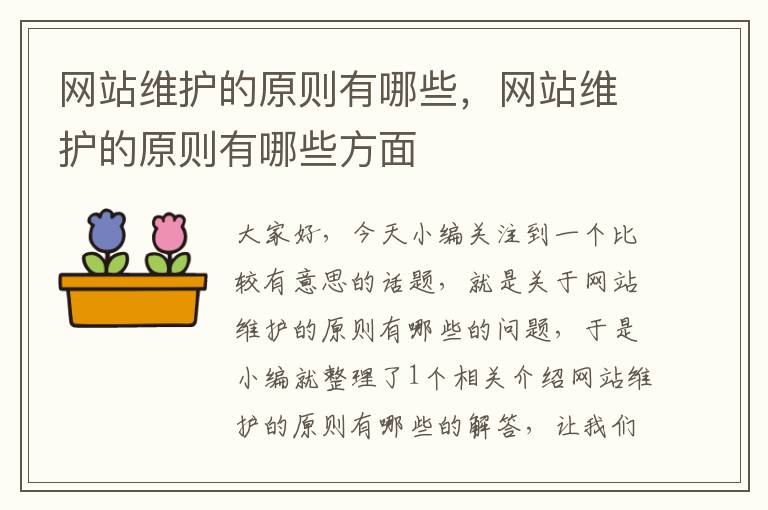 网站维护的原则有哪些，网站维护的原则有哪些方面