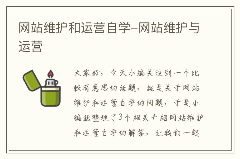 网站维护和运营自学-网站维护与运营