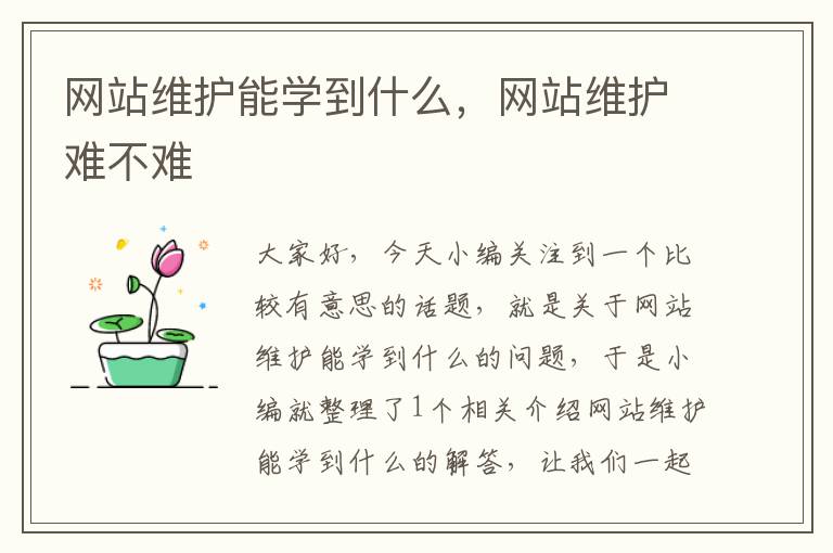 网站维护能学到什么，网站维护难不难