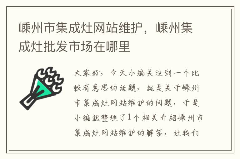 嵊州市集成灶网站维护，嵊州集成灶批发市场在哪里