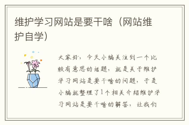 维护学习网站是要干啥（网站维护自学）