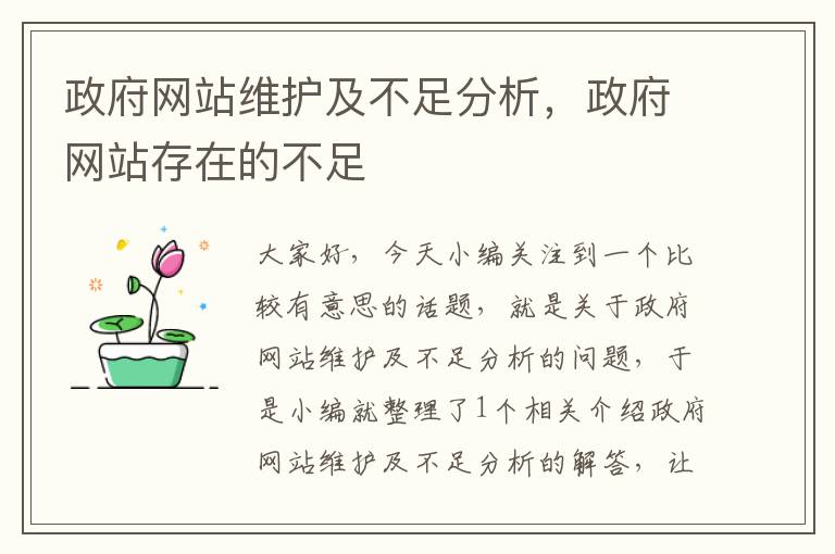 政府网站维护及不足分析，政府网站存在的不足