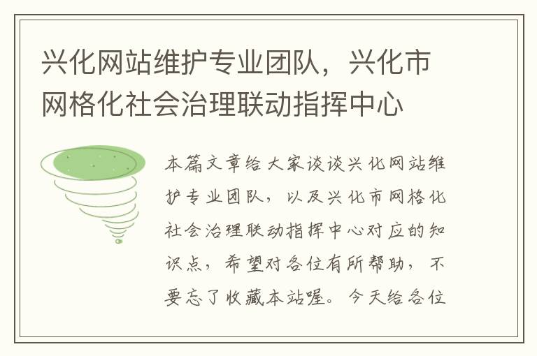 兴化网站维护专业团队，兴化市网格化社会治理联动指挥中心