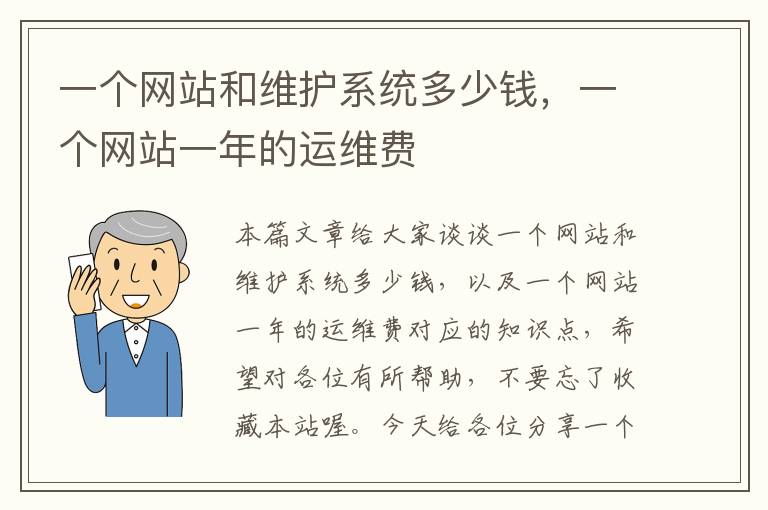 一个网站和维护系统多少钱，一个网站一年的运维费