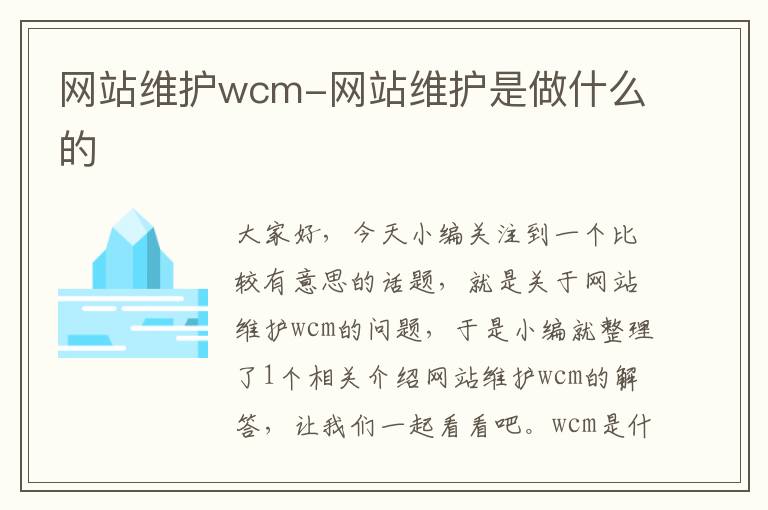 网站维护wcm-网站维护是做什么的