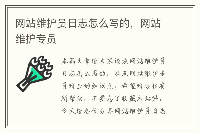 网站维护员日志怎么写的，网站维护专员