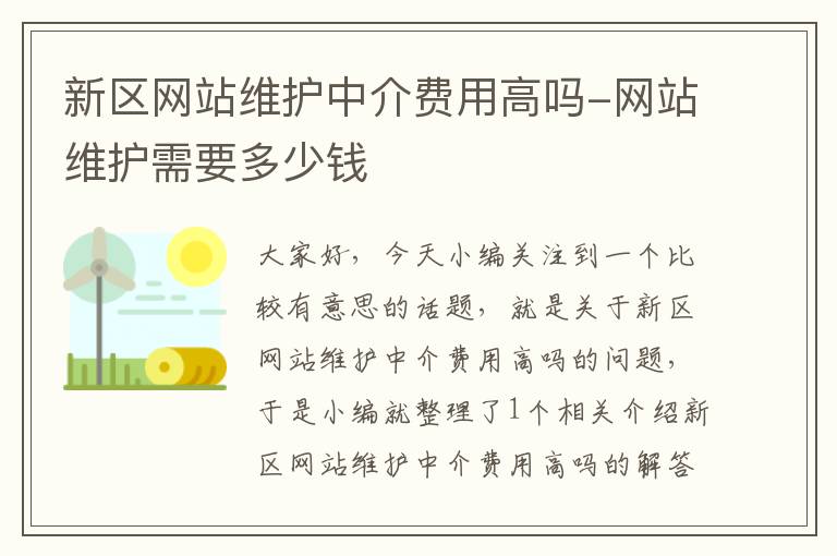 新区网站维护中介费用高吗-网站维护需要多少钱