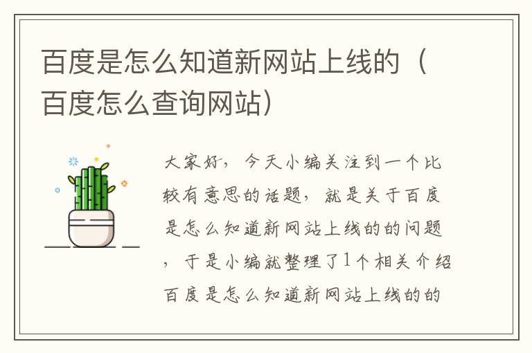 百度是怎么知道新网站上线的（百度怎么查询网站）