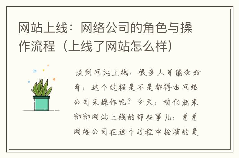 网站上线：网络公司的角色与操作流程（上线了网站怎么样）