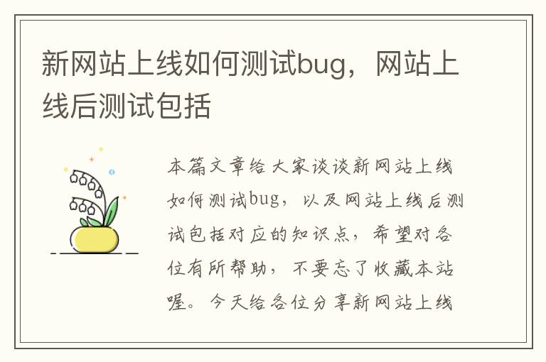 新网站上线如何测试bug，网站上线后测试包括