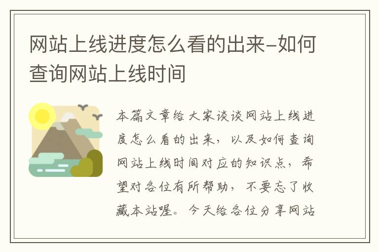 网站上线进度怎么看的出来-如何查询网站上线时间