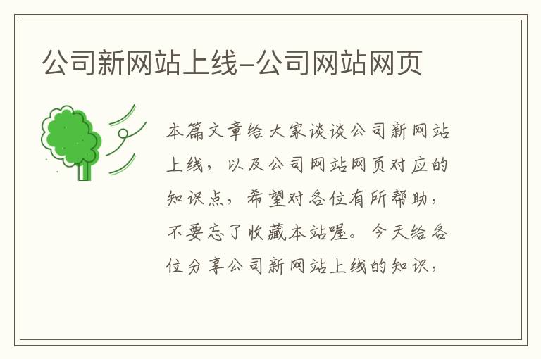 公司新网站上线-公司网站网页