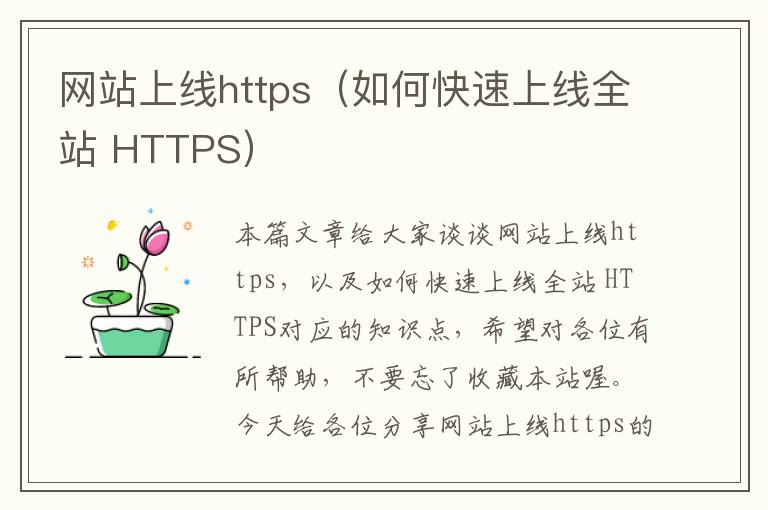 网站上线https（如何快速上线全站 HTTPS）