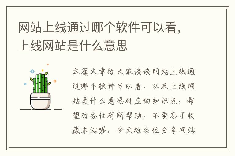 网站上线通过哪个软件可以看，上线网站是什么意思