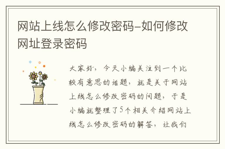 网站上线怎么修改密码-如何修改网址登录密码