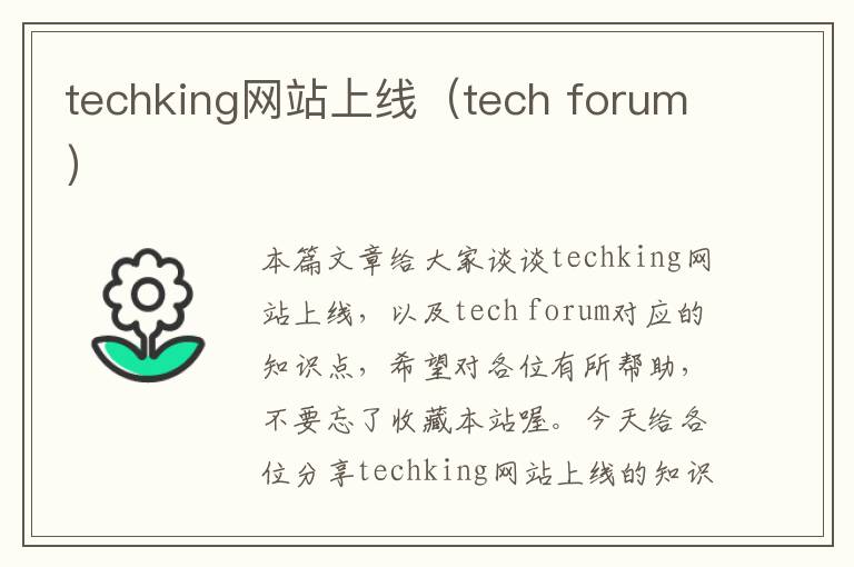 techking网站上线（tech forum）