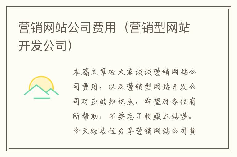 营销网站公司费用（营销型网站开发公司）