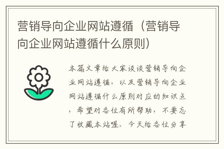 营销导向企业网站遵循（营销导向企业网站遵循什么原则）