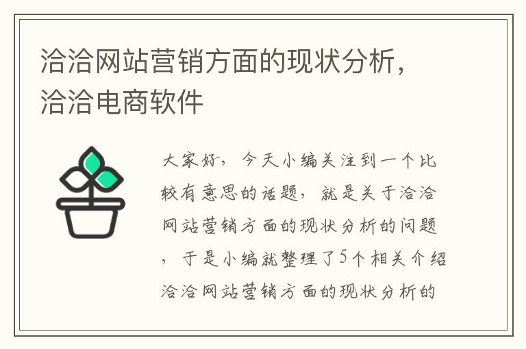 洽洽网站营销方面的现状分析，洽洽电商软件