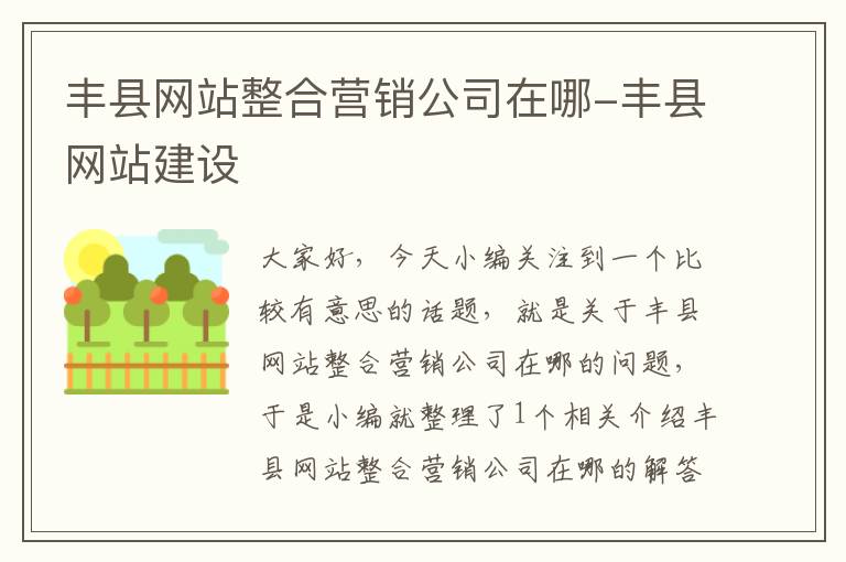 丰县网站整合营销公司在哪-丰县网站建设