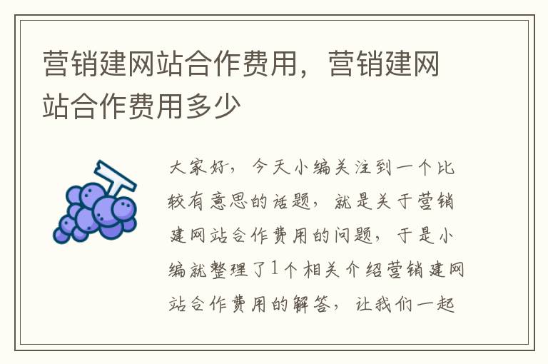 营销建网站合作费用，营销建网站合作费用多少