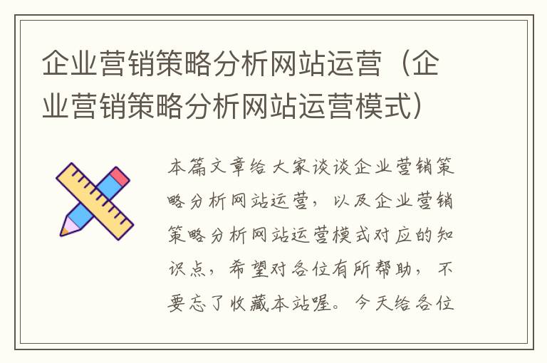 企业营销策略分析网站运营（企业营销策略分析网站运营模式）