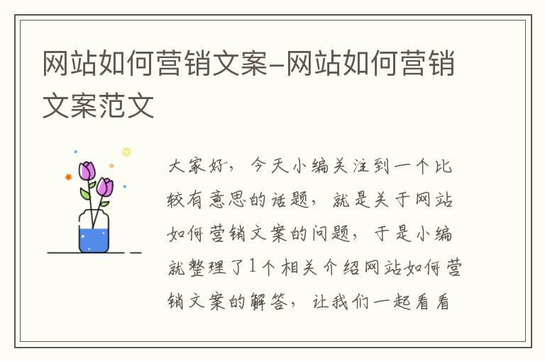 网站如何营销文案-网站如何营销文案范文