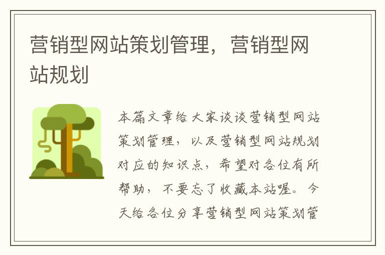 营销型网站策划管理，营销型网站规划