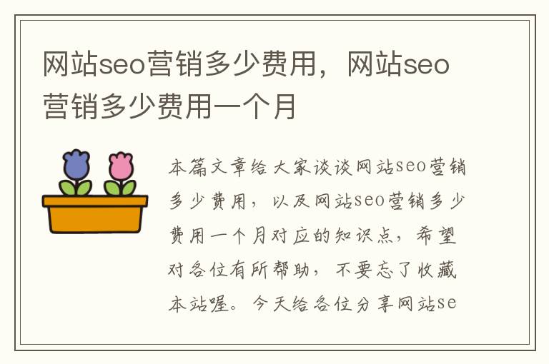 网站seo营销多少费用，网站seo营销多少费用一个月