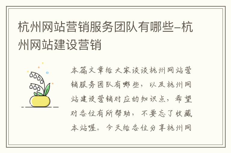 杭州网站营销服务团队有哪些-杭州网站建设营销