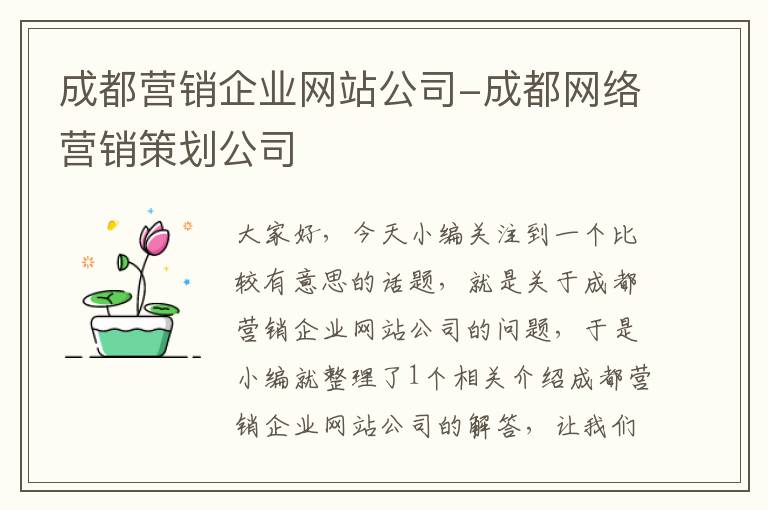 成都营销企业网站公司-成都网络营销策划公司