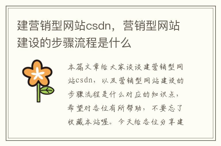 建营销型网站csdn，营销型网站建设的步骤流程是什么