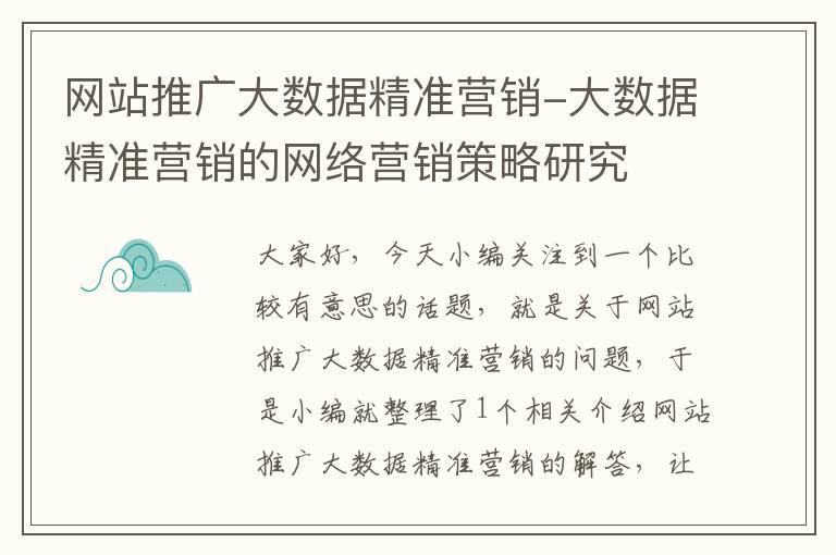 网站推广大数据精准营销-大数据精准营销的网络营销策略研究