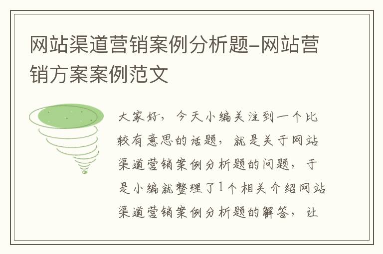 网站渠道营销案例分析题-网站营销方案案例范文