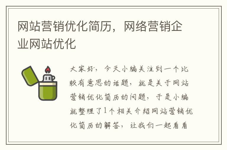 网站营销优化简历，网络营销企业网站优化