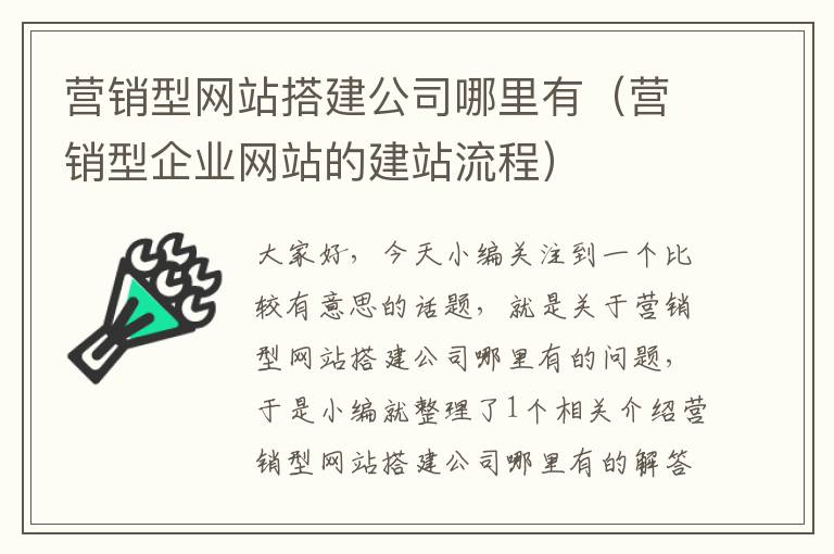 营销型网站搭建公司哪里有（营销型企业网站的建站流程）