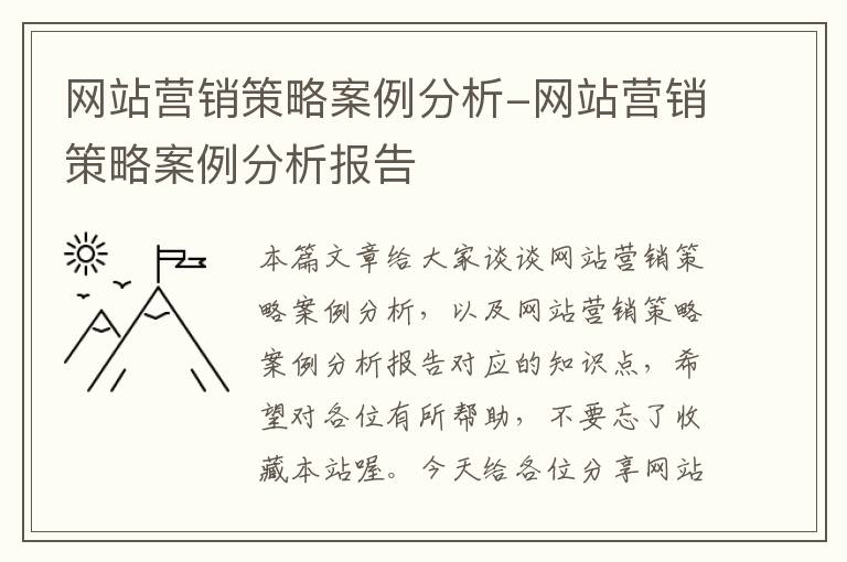 网站营销策略案例分析-网站营销策略案例分析报告