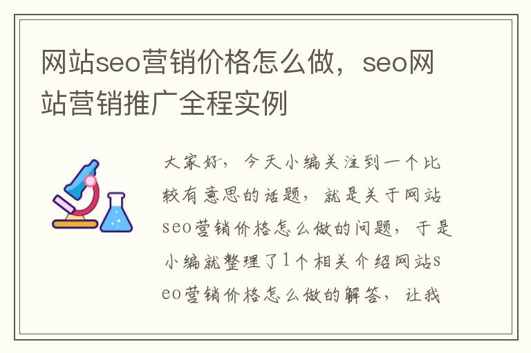 网站seo营销价格怎么做，seo网站营销推广全程实例