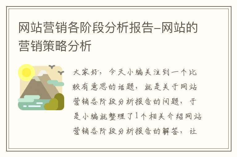 网站营销各阶段分析报告-网站的营销策略分析