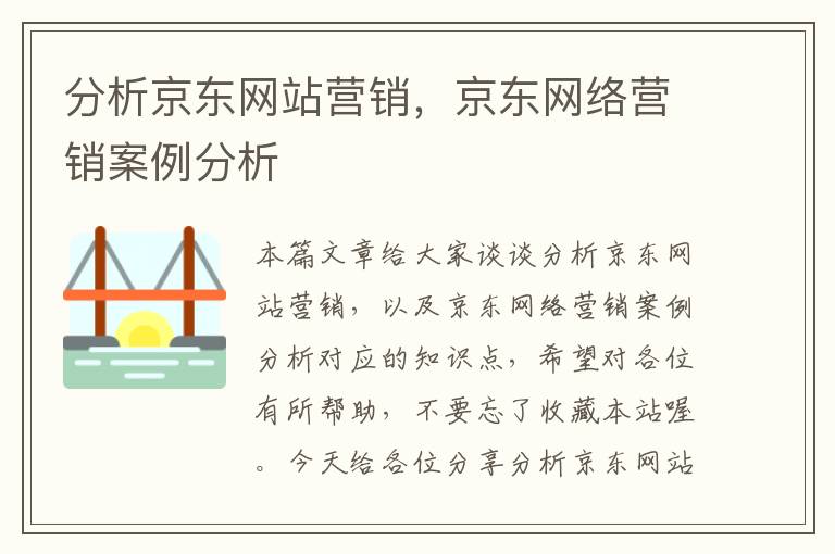 分析京东网站营销，京东网络营销案例分析