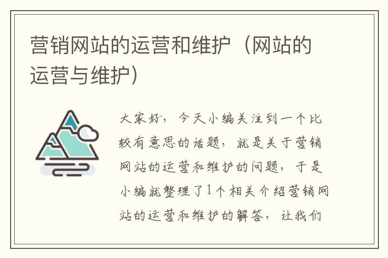 营销网站的运营和维护（网站的运营与维护）