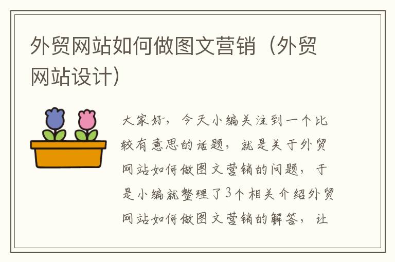 外贸网站如何做图文营销（外贸网站设计）