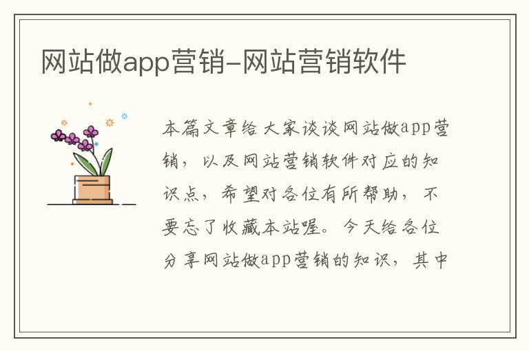 网站做app营销-网站营销软件