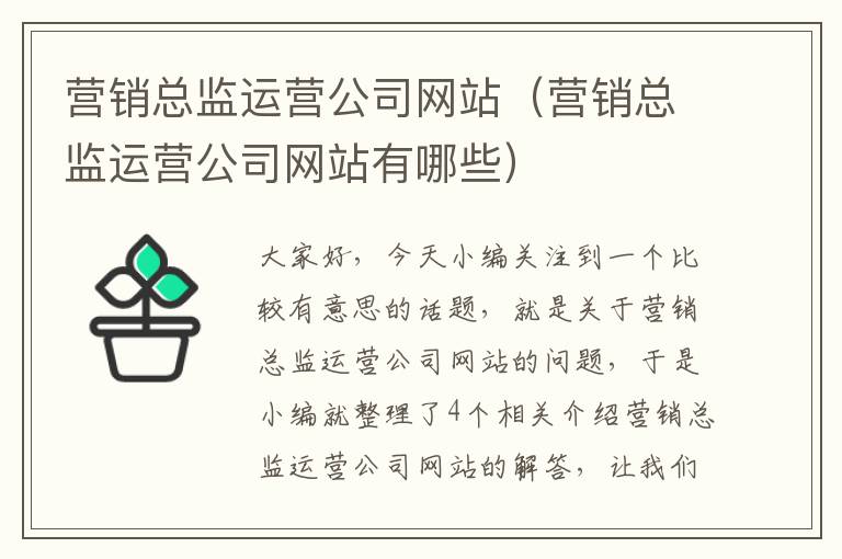 营销总监运营公司网站（营销总监运营公司网站有哪些）